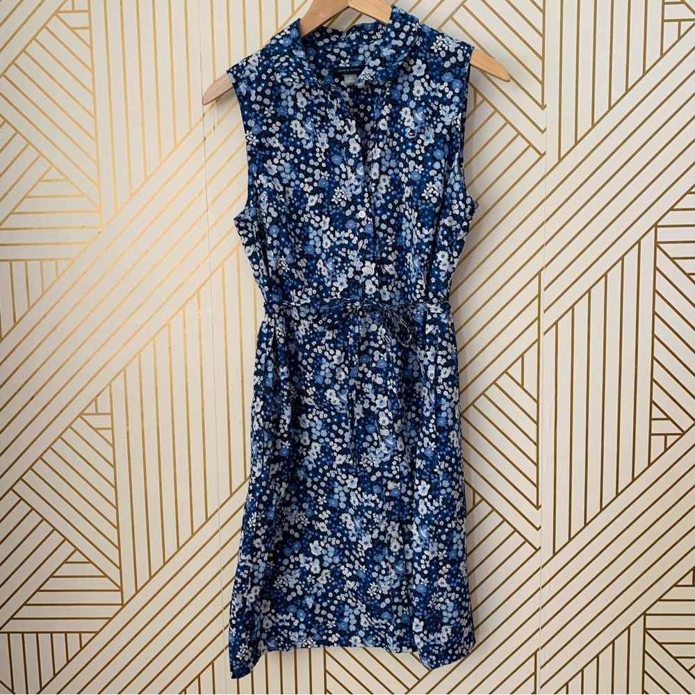 Tommy Hilfiger floral shirt dress pockets collared collar sleeveless buttons 10 - Picture 10 of 10